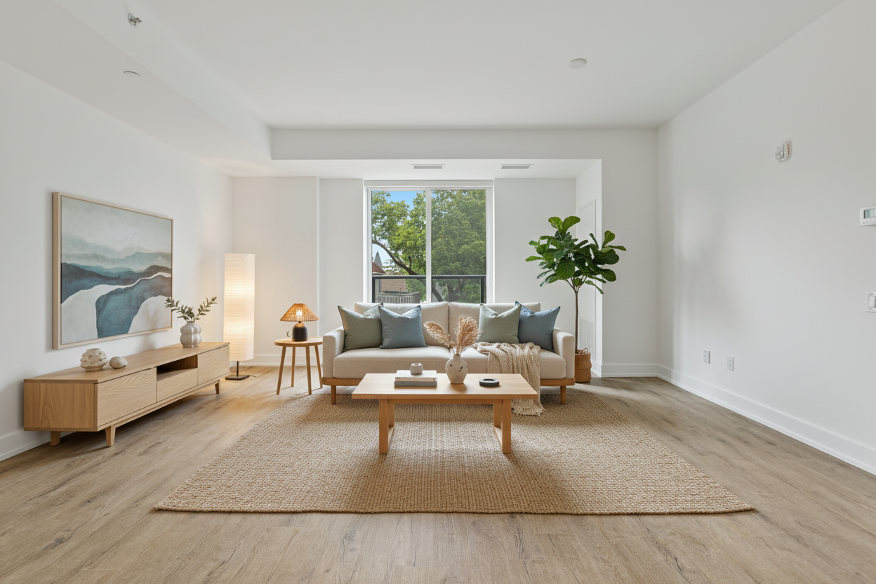 AVARRI photoreal virtual staging of a living room for a real estate listing